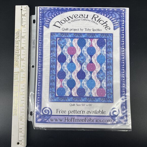 Nouveau Riche Quilt Pattern By Hoffman California Fabrics 50"x66" Tony Lischko - Picture 6 of 6